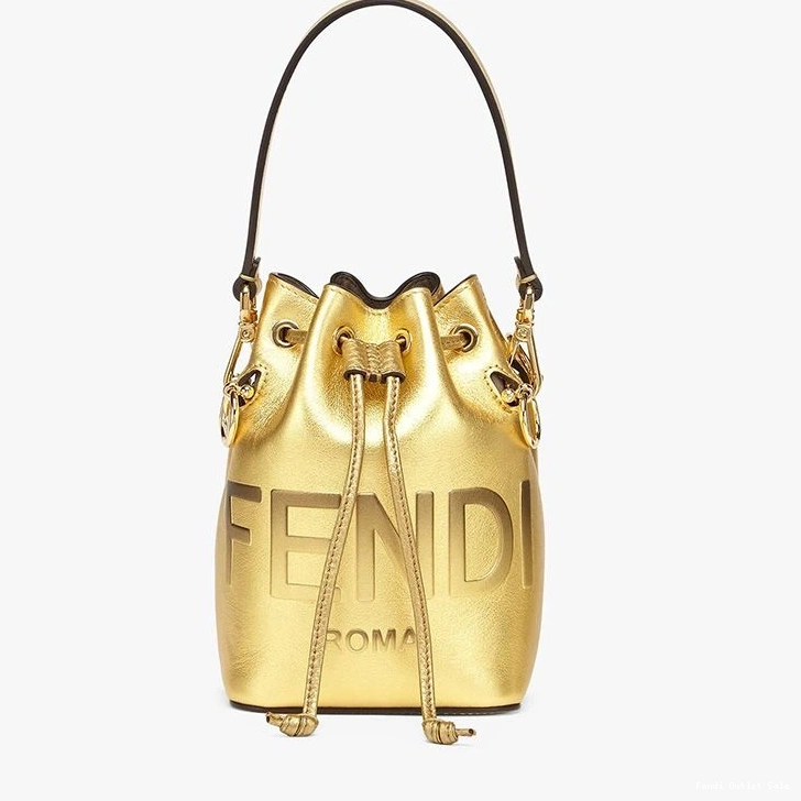 Bag Leather Fendi Logo ROMA Mini Calf Mon Tresor Gold In Bucket 0822
